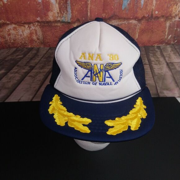 VTG 1990 ANA Association Of Naval Aviation Mesh Back Trucker Hat - Picture 1 of 7